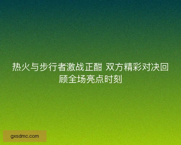 热火与步行者激战正酣 双方精彩对决回顾全场亮点时刻