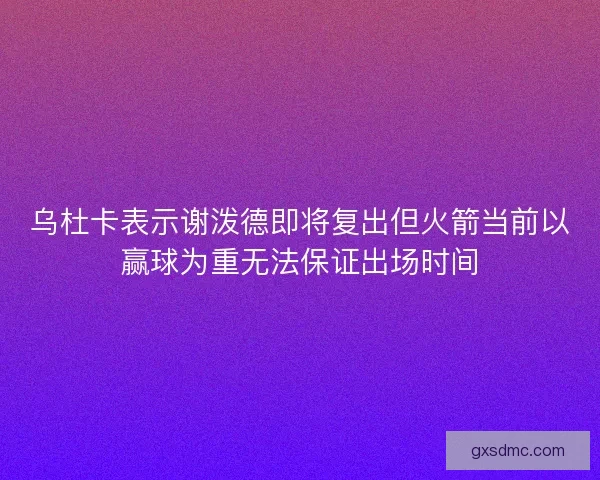 乌杜卡表示谢泼德即将复出但火箭当前以赢球为重无法保证出场时间