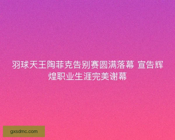 羽球天王陶菲克告别赛圆满落幕 宣告辉煌职业生涯完美谢幕 羽球天王陶菲克告别赛圆满落幕 宣告辉煌职业生涯完美谢幕