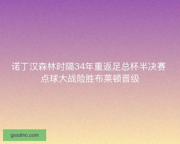 诺丁汉森林时隔34年重返足总杯半决赛 点球大战险胜布莱顿晋级