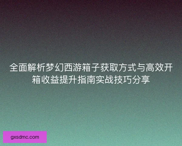 全面解析梦幻西游箱子获取方式与高效开箱收益提升指南实战技巧分享
