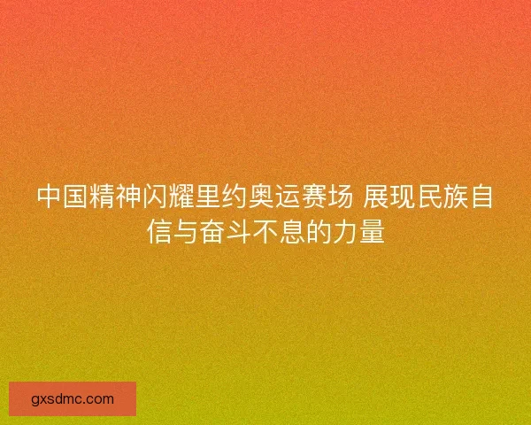 中国精神闪耀里约奥运赛场 展现民族自信与奋斗不息的力量